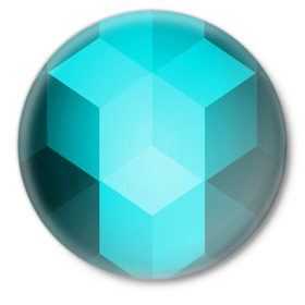 Значок с принтом Neon Cube в Петрозаводске,  металл | круглая форма, металлическая застежка в виде булавки | бирюзовый | геометрия | кубы | яркий