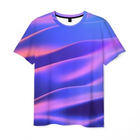 Мужская футболка 3D с принтом Water Colors в Петрозаводске, 100% полиэфир | прямой крой, круглый вырез горловины, длина до линии бедер | Тематика изображения на принте: абстракция | вода.цветные | волны | краски | море | радужные | розовый | синий | фиолетовый | цвет | цвета | яркие
