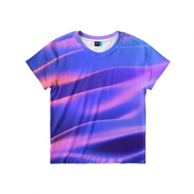 Детская футболка 3D с принтом Water Colors в Петрозаводске, 100% гипоаллергенный полиэфир | прямой крой, круглый вырез горловины, длина до линии бедер, чуть спущенное плечо, ткань немного тянется | абстракция | вода.цветные | волны | краски | море | радужные | розовый | синий | фиолетовый | цвет | цвета | яркие