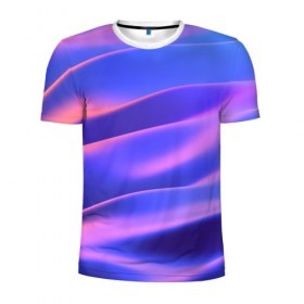 Мужская футболка 3D спортивная с принтом Water Colors в Петрозаводске, 100% полиэстер с улучшенными характеристиками | приталенный силуэт, круглая горловина, широкие плечи, сужается к линии бедра | абстракция | вода.цветные | волны | краски | море | радужные | розовый | синий | фиолетовый | цвет | цвета | яркие