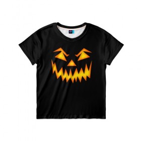 Детская футболка 3D с принтом Halloween в Петрозаводске, 100% гипоаллергенный полиэфир | прямой крой, круглый вырез горловины, длина до линии бедер, чуть спущенное плечо, ткань немного тянется | 31 октября | halloween | арт | монстр | праздник | рожица | тыква | хэллоуин