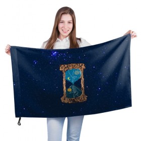 Флаг 3D с принтом Звёздные часы в Петрозаводске, 100% полиэстер | плотность ткани — 95 г/м2, размер — 67 х 109 см. Принт наносится с одной стороны | звезды | кит | космос | плеяды | пространство | созвездие | часы