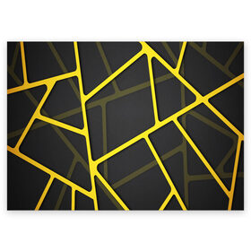 Поздравительная открытка с принтом Желтая сетка в Петрозаводске, 100% бумага | плотность бумаги 280 г/м2, матовая, на обратной стороне линовка и место для марки
 | yellow | абстракция | желтый | линия.line | сетка