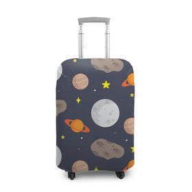 Чехол для чемодана 3D с принтом Луна в Петрозаводске, 86% полиэфир, 14% спандекс | двустороннее нанесение принта, прорези для ручек и колес | астероид | луна | метеорит | планета | сатурн | юпитер