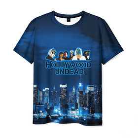 Мужская футболка 3D с принтом Город, Hollywood Undead в Петрозаводске, 100% полиэфир | прямой крой, круглый вырез горловины, длина до линии бедер | 