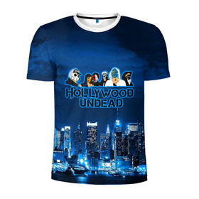 Мужская футболка 3D спортивная с принтом Город, Hollywood Undead в Петрозаводске, 100% полиэстер с улучшенными характеристиками | приталенный силуэт, круглая горловина, широкие плечи, сужается к линии бедра | Тематика изображения на принте: 