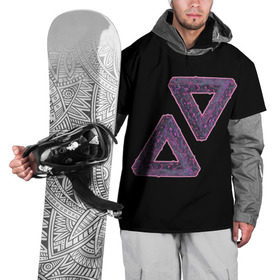 Накидка на куртку 3D с принтом Треугольники Пенроуза в Петрозаводске, 100% полиэстер |  | Тематика изображения на принте: иллюзия | невероятный | невозможный | несуществующий | треугольник | трибар