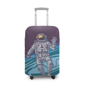 Чехол для чемодана 3D с принтом Привет из космоса в Петрозаводске, 86% полиэфир, 14% спандекс | двустороннее нанесение принта, прорези для ручек и колес | астронавт | галактика | звезды | космонавт | космос