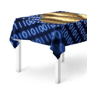 Скатерть 3D с принтом Bitcoin в Петрозаводске, 100% полиэстер (ткань не мнется и не растягивается) | Размер: 150*150 см | bitcoin | блокчейн | криптовалюта