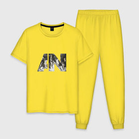 Мужская пижама хлопок с принтом AWOLNATION в Петрозаводске, 100% хлопок | брюки и футболка прямого кроя, без карманов, на брюках мягкая резинка на поясе и по низу штанин
 | 