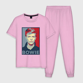 Мужская пижама хлопок с принтом David Bowie в Петрозаводске, 100% хлопок | брюки и футболка прямого кроя, без карманов, на брюках мягкая резинка на поясе и по низу штанин
 | bowie | david | альтернативный | арт | боуи | глэм | джаз | дэвид | музыка | музыкант | певец | поп | попрок | психоделический | рок | соул | хард | хардрок | экспериментальный | электронная | эмбиент