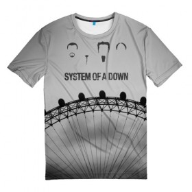 Мужская футболка 3D с принтом system of a down в Петрозаводске, 100% полиэфир | прямой крой, круглый вырез горловины, длина до линии бедер | system of a down | рок | система