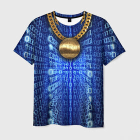 Мужская футболка 3D с принтом Биткоин в Петрозаводске, 100% полиэфир | прямой крой, круглый вырез горловины, длина до линии бедер | bitcoin | blockchain | биткоин | биток | криптовалюта | технологии