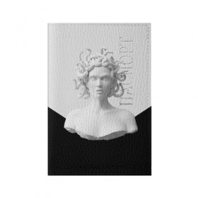 Обложка для паспорта матовая кожа с принтом Snake girl в Петрозаводске, натуральная матовая кожа | размер 19,3 х 13,7 см; прозрачные пластиковые крепления | snake | белый | волосы | глаза | губы | девушка | змеи | скульптура | тело.черный | цвет