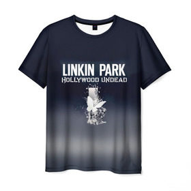 Мужская футболка 3D с принтом Linkin Park и Hollywood Undead в Петрозаводске, 100% полиэфир | прямой крой, круглый вырез горловины, длина до линии бедер | 