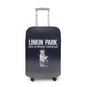 Чехол для чемодана 3D с принтом Linkin Park и Hollywood Undead в Петрозаводске, 86% полиэфир, 14% спандекс | двустороннее нанесение принта, прорези для ручек и колес | 