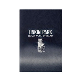 Обложка для паспорта матовая кожа с принтом Linkin Park и Hollywood Undead в Петрозаводске, натуральная матовая кожа | размер 19,3 х 13,7 см; прозрачные пластиковые крепления | Тематика изображения на принте: 
