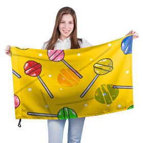 Флаг 3D с принтом Чупа-Чупс в Петрозаводске, 100% полиэстер | плотность ткани — 95 г/м2, размер — 67 х 109 см. Принт наносится с одной стороны | конфеты | леденец | паттерн | сладость | узор | чупа чупс