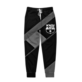Мужские брюки 3D с принтом FC Barcelona gray collection в Петрозаводске, 100% полиэстер | манжеты по низу, эластичный пояс регулируется шнурком, по бокам два кармана без застежек, внутренняя часть кармана из мелкой сетки | fc barcelona | мяч | спорт | футбол | чеппионат