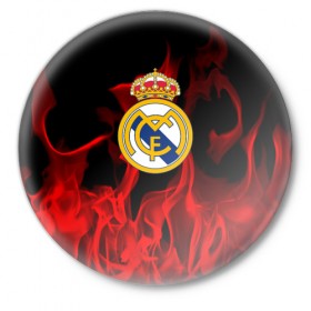 Значок с принтом Real Madrid в Петрозаводске,  металл | круглая форма, металлическая застежка в виде булавки | Тематика изображения на принте: real madrid | футбол | футбольный клуб