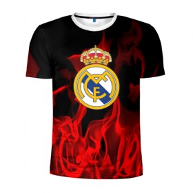 Мужская футболка 3D спортивная с принтом Real Madrid в Петрозаводске, 100% полиэстер с улучшенными характеристиками | приталенный силуэт, круглая горловина, широкие плечи, сужается к линии бедра | real madrid | футбол | футбольный клуб