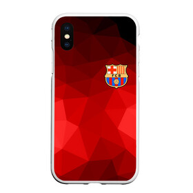 Чехол для iPhone XS Max матовый с принтом FC Barcelona red polygon 2018 в Петрозаводске, Силикон | Область печати: задняя сторона чехла, без боковых панелей | fc barcelona | мяч | спорт | футбол | чеппионат