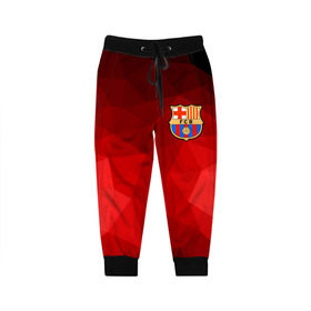 Детские брюки 3D с принтом FC Barcelona red polygon 2018 в Петрозаводске, 100% полиэстер | манжеты по низу, эластичный пояс регулируется шнурком, по бокам два кармана без застежек, внутренняя часть кармана из мелкой сетки | fc barcelona | мяч | спорт | футбол | чеппионат