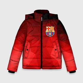 Зимняя куртка для мальчиков 3D с принтом FC Barcelona red polygon 2018 в Петрозаводске, ткань верха — 100% полиэстер; подклад — 100% полиэстер, утеплитель — 100% полиэстер | длина ниже бедра, удлиненная спинка, воротник стойка и отстегивающийся капюшон. Есть боковые карманы с листочкой на кнопках, утяжки по низу изделия и внутренний карман на молнии. 

Предусмотрены светоотражающий принт на спинке, радужный светоотражающий элемент на пуллере молнии и на резинке для утяжки | Тематика изображения на принте: fc barcelona | мяч | спорт | футбол | чеппионат