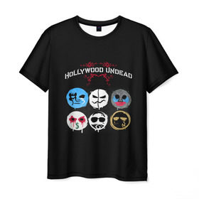 Мужская футболка 3D с принтом Hollywood Undead маски в Петрозаводске, 100% полиэфир | прямой крой, круглый вырез горловины, длина до линии бедер | charlie scene | danny | funny man | hollywood | j dog | johnny 3 tears | undead | альтернативный | андед | голивуд | голливудская | группа | кранккор | метал | нежить | ню | реп | рок | рэп | рэпкор