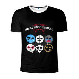 Мужская футболка 3D спортивная с принтом Hollywood Undead маски в Петрозаводске, 100% полиэстер с улучшенными характеристиками | приталенный силуэт, круглая горловина, широкие плечи, сужается к линии бедра | charlie scene | danny | funny man | hollywood | j dog | johnny 3 tears | undead | альтернативный | андед | голивуд | голливудская | группа | кранккор | метал | нежить | ню | реп | рок | рэп | рэпкор