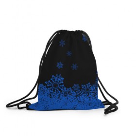 Рюкзак-мешок 3D с принтом Голубые снежинки в Петрозаводске, 100% полиэстер | плотность ткани — 200 г/м2, размер — 35 х 45 см; лямки — толстые шнурки, застежка на шнуровке, без карманов и подкладки | 