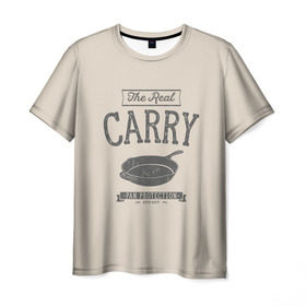 Мужская футболка 3D с принтом The Real Carry - Pan Protectio в Петрозаводске, 100% полиэфир | прямой крой, круглый вырез горловины, длина до линии бедер | battlegrounds | playerunknowns | pubg | пубг | сковородка