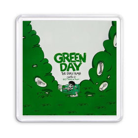 Магнит 55*55 с принтом Монстр Green Day в Петрозаводске, Пластик | Размер: 65*65 мм; Размер печати: 55*55 мм | Тематика изображения на принте: american idiot | green day | альтернативный | билли джо армстронг | грин дей | группа | зелёный день | майк дёрнт | музыка | надпись | панк | поп | поппанк | рок | тре кул