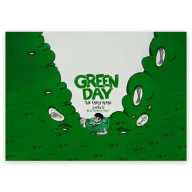 Поздравительная открытка с принтом Монстр Green Day в Петрозаводске, 100% бумага | плотность бумаги 280 г/м2, матовая, на обратной стороне линовка и место для марки
 | american idiot | green day | альтернативный | билли джо армстронг | грин дей | группа | зелёный день | майк дёрнт | музыка | надпись | панк | поп | поппанк | рок | тре кул