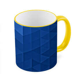 Кружка 3D с принтом trianse blue в Петрозаводске, керамика | ёмкость 330 мл | abstraction | абстракция | геометрия | грани | полигоны | сочетания | треугольники