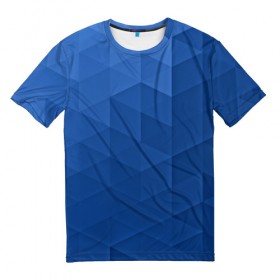 Мужская футболка 3D с принтом trianse blue в Петрозаводске, 100% полиэфир | прямой крой, круглый вырез горловины, длина до линии бедер | abstraction | абстракция | геометрия | грани | полигоны | сочетания | треугольники