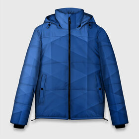 Мужская зимняя куртка 3D с принтом trianse blue в Петрозаводске, верх — 100% полиэстер; подкладка — 100% полиэстер; утеплитель — 100% полиэстер | длина ниже бедра, свободный силуэт Оверсайз. Есть воротник-стойка, отстегивающийся капюшон и ветрозащитная планка. 

Боковые карманы с листочкой на кнопках и внутренний карман на молнии. | Тематика изображения на принте: abstraction | абстракция | геометрия | грани | полигоны | сочетания | треугольники