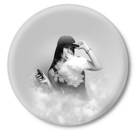 Значок с принтом Vape girl в Петрозаводске,  металл | круглая форма, металлическая застежка в виде булавки | Тематика изображения на принте: 