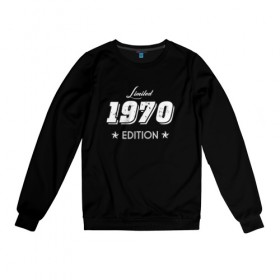 Женский свитшот хлопок с принтом limited edition 1970 в Петрозаводске, 100% хлопок | прямой крой, круглый вырез, на манжетах и по низу широкая трикотажная резинка  | Тематика изображения на принте: 