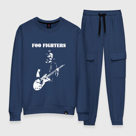 Женский костюм хлопок с принтом Foo Fighters в Петрозаводске, 100% хлопок | на свитшоте круглая горловина, мягкая резинка по низу. Брюки заужены к низу, на них два вида карманов: два 