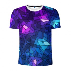 Мужская футболка 3D спортивная с принтом Стекло в Петрозаводске, 100% полиэстер с улучшенными характеристиками | приталенный силуэт, круглая горловина, широкие плечи, сужается к линии бедра | mosaic | абстракция | геометрия | мозаика | стекло