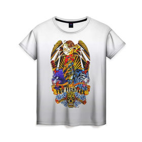 Женская футболка 3D с принтом Foo Fighters, орел и тигры в Петрозаводске, 100% полиэфир ( синтетическое хлопкоподобное полотно) | прямой крой, круглый вырез горловины, длина до линии бедер | 