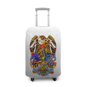 Чехол для чемодана 3D с принтом Foo Fighters, орел и тигры в Петрозаводске, 86% полиэфир, 14% спандекс | двустороннее нанесение принта, прорези для ручек и колес | 