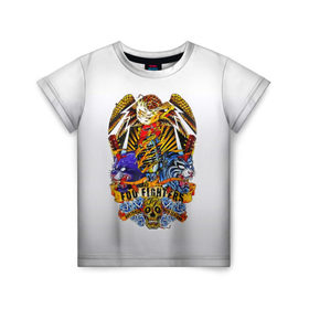 Детская футболка 3D с принтом Foo Fighters, орел и тигры в Петрозаводске, 100% гипоаллергенный полиэфир | прямой крой, круглый вырез горловины, длина до линии бедер, чуть спущенное плечо, ткань немного тянется | 