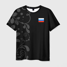 Мужская футболка 3D с принтом Russia - Black collection в Петрозаводске, 100% полиэфир | прямой крой, круглый вырез горловины, длина до линии бедер | 0x000000123 | black collection | russia | россия