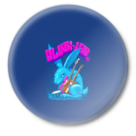 Значок с принтом Заяц Blink-182 в Петрозаводске,  металл | круглая форма, металлическая застежка в виде булавки | Тематика изображения на принте: 