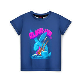 Детская футболка 3D с принтом Заяц Blink-182 в Петрозаводске, 100% гипоаллергенный полиэфир | прямой крой, круглый вырез горловины, длина до линии бедер, чуть спущенное плечо, ткань немного тянется | Тематика изображения на принте: 