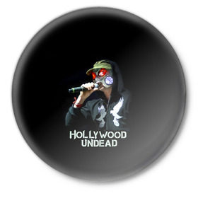 Значок с принтом J-Dog группа Hollywood Undead в Петрозаводске,  металл | круглая форма, металлическая застежка в виде булавки | Тематика изображения на принте: 
