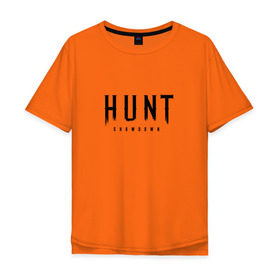 Мужская футболка хлопок Oversize с принтом Hunt: Showdown Black Logo в Петрозаводске, 100% хлопок | свободный крой, круглый ворот, “спинка” длиннее передней части | Тематика изображения на принте: crytek | game | hunt | hunt: showdown | hunter | monsters | showdown | игра | крайтек | охота | столкновение