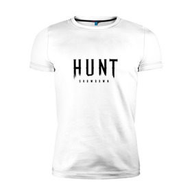 Мужская футболка премиум с принтом Hunt: Showdown Black Logo в Петрозаводске, 92% хлопок, 8% лайкра | приталенный силуэт, круглый вырез ворота, длина до линии бедра, короткий рукав | crytek | game | hunt | hunt: showdown | hunter | monsters | showdown | игра | крайтек | охота | столкновение